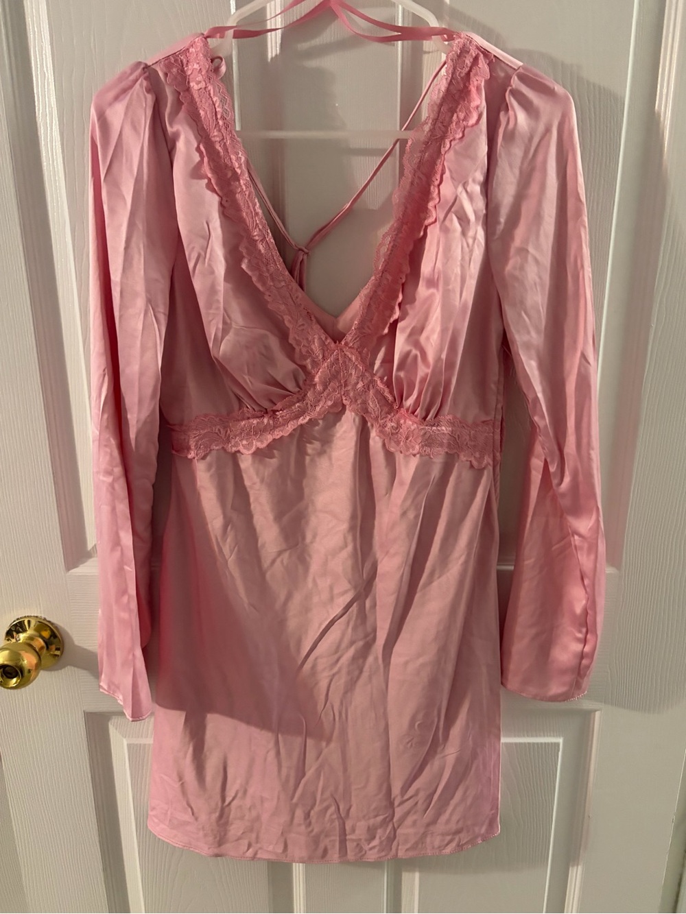 B Darlin Pink Satin Lace-Trim Chemise